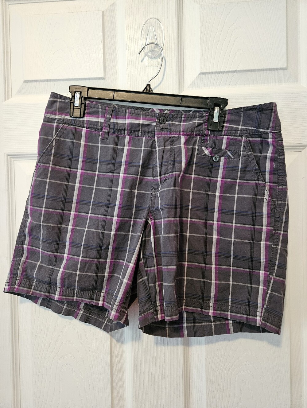 Columbia Gray Plaid Shorts with Pink Stripes